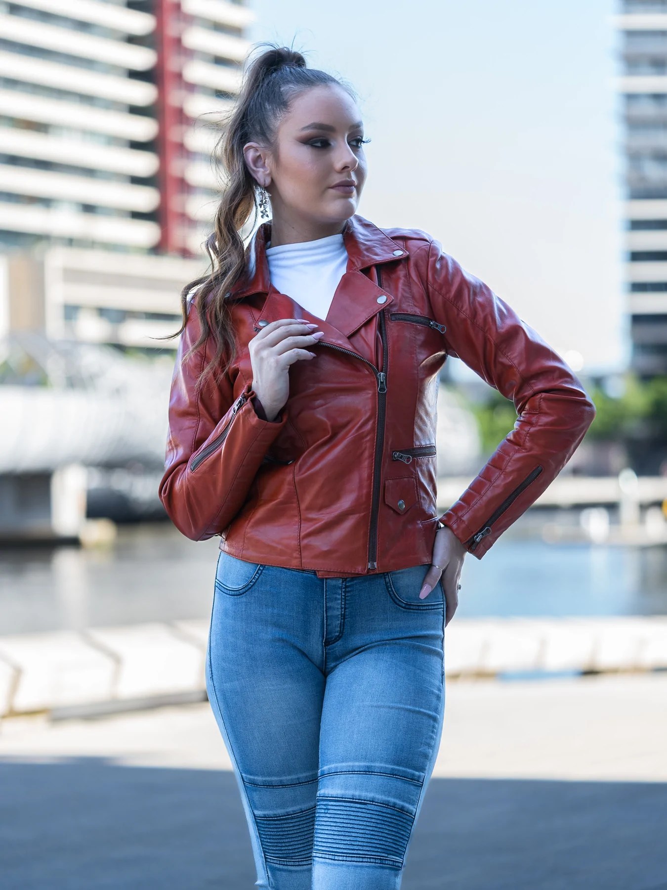 Dark Wine Red Leather Jacket For Women Maher Leathers