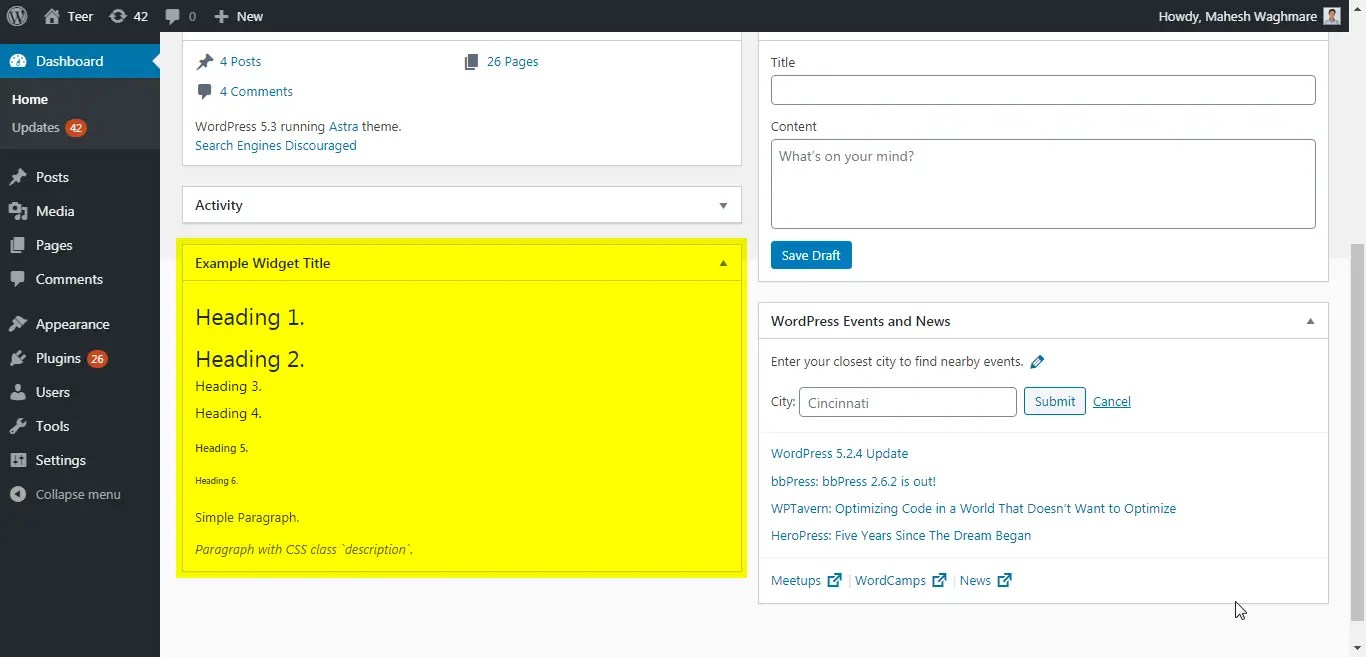 Create Dashboard Widgets in WordPress