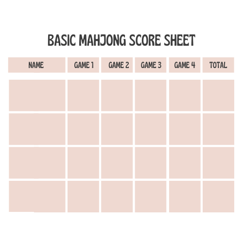 Basic Mahjong Score Sheet : Simplify Your Mahjong Game with our Free