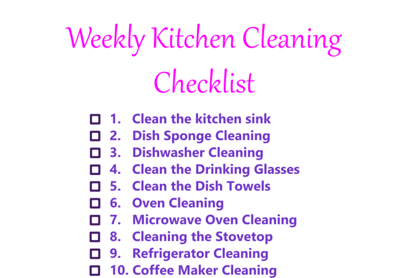 Free Printable Weekly Kitchen Cleaning Checklist