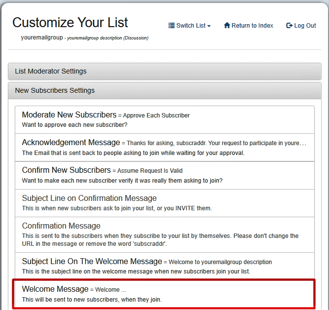 List Settings Customize for many Lists at once. Email Discussion