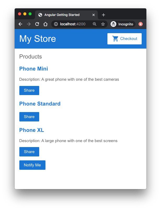 AngularJS Tutorial Shopping cart sample 2020