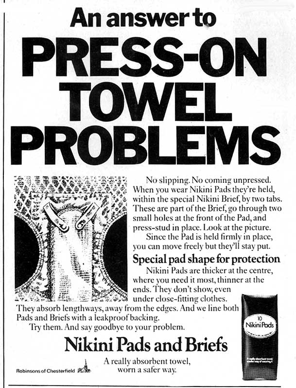 Menstrual underpants ads, 1970s?, at MUM