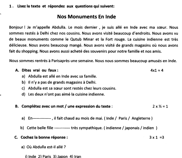 CBSE Class 9 French Question Paper Set B