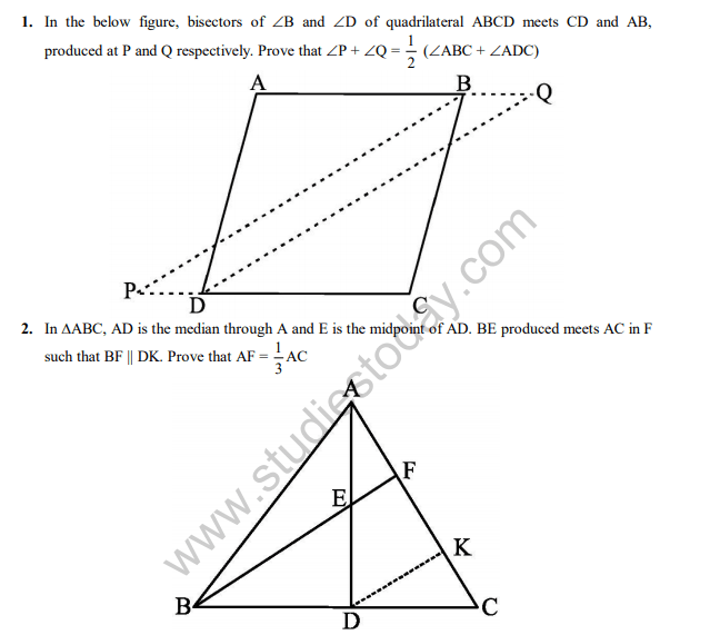 CBSE Class 9 Quadrilaterals Sure Shot Questions