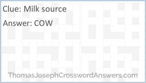 Milk source crossword clue
