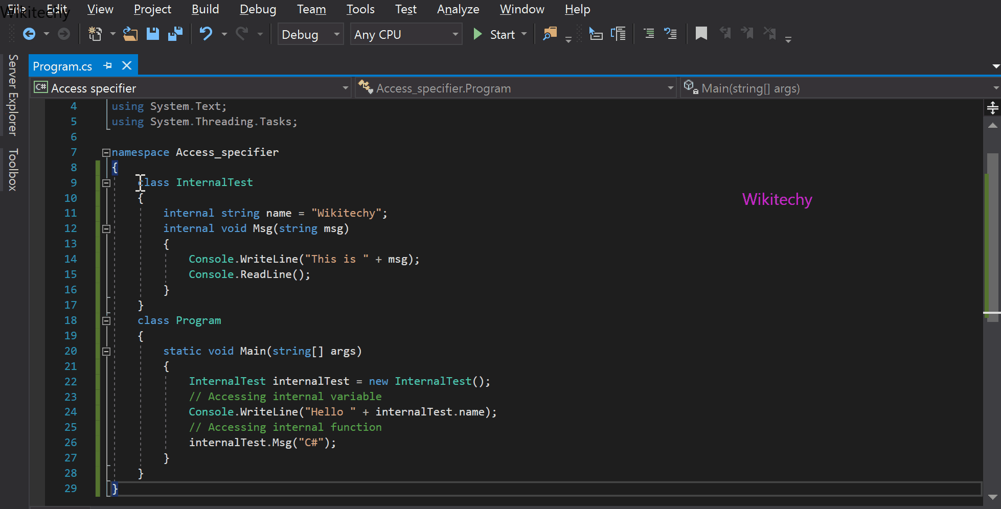C Access Modifiers C Modifiers