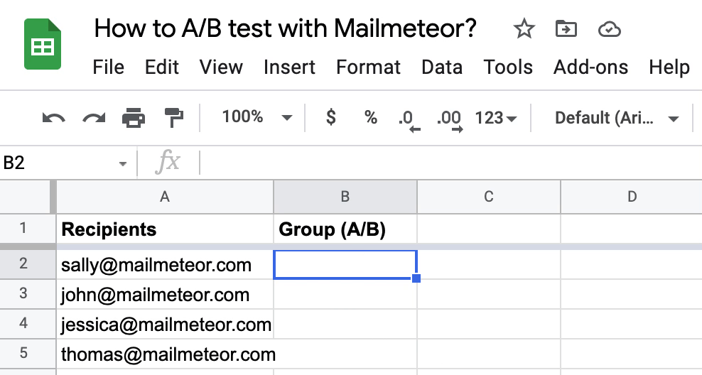 How to send an A/B test in Gmail?