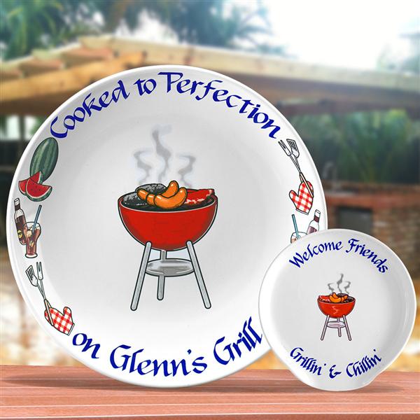 Personalized Red BBQ Serving Platters Bar b que Accessories