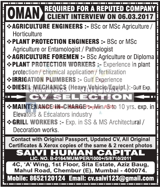 Latest Oman Job Vacancies