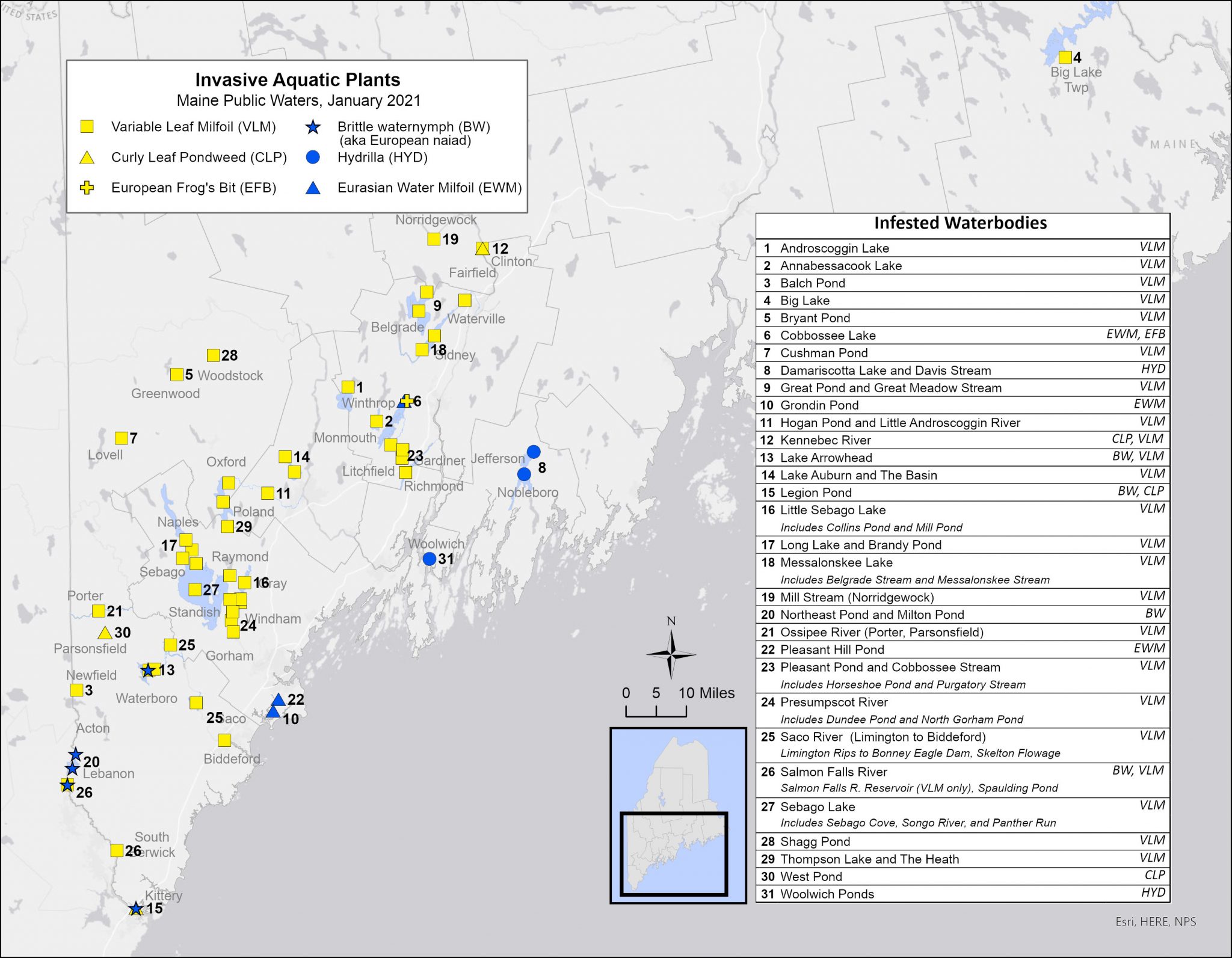Maine Lakes Invasive Aquatic Plants in Maine