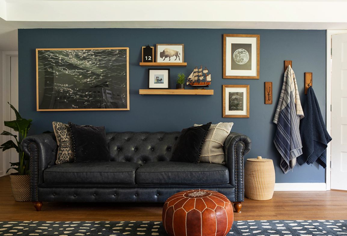 Moody Blue Accent Wall Mood Board FURNISH HIM