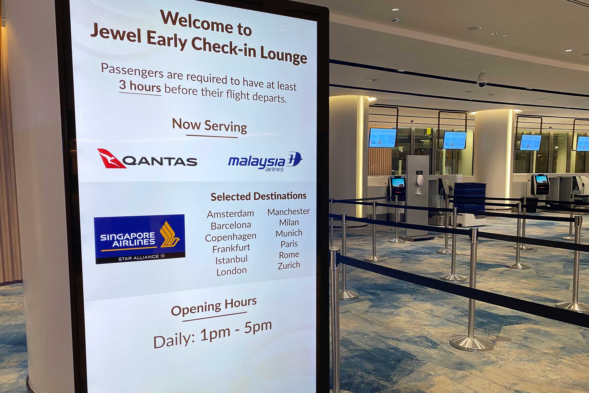 Singapore Airlines reinstates Jewel early checkin for Europebound