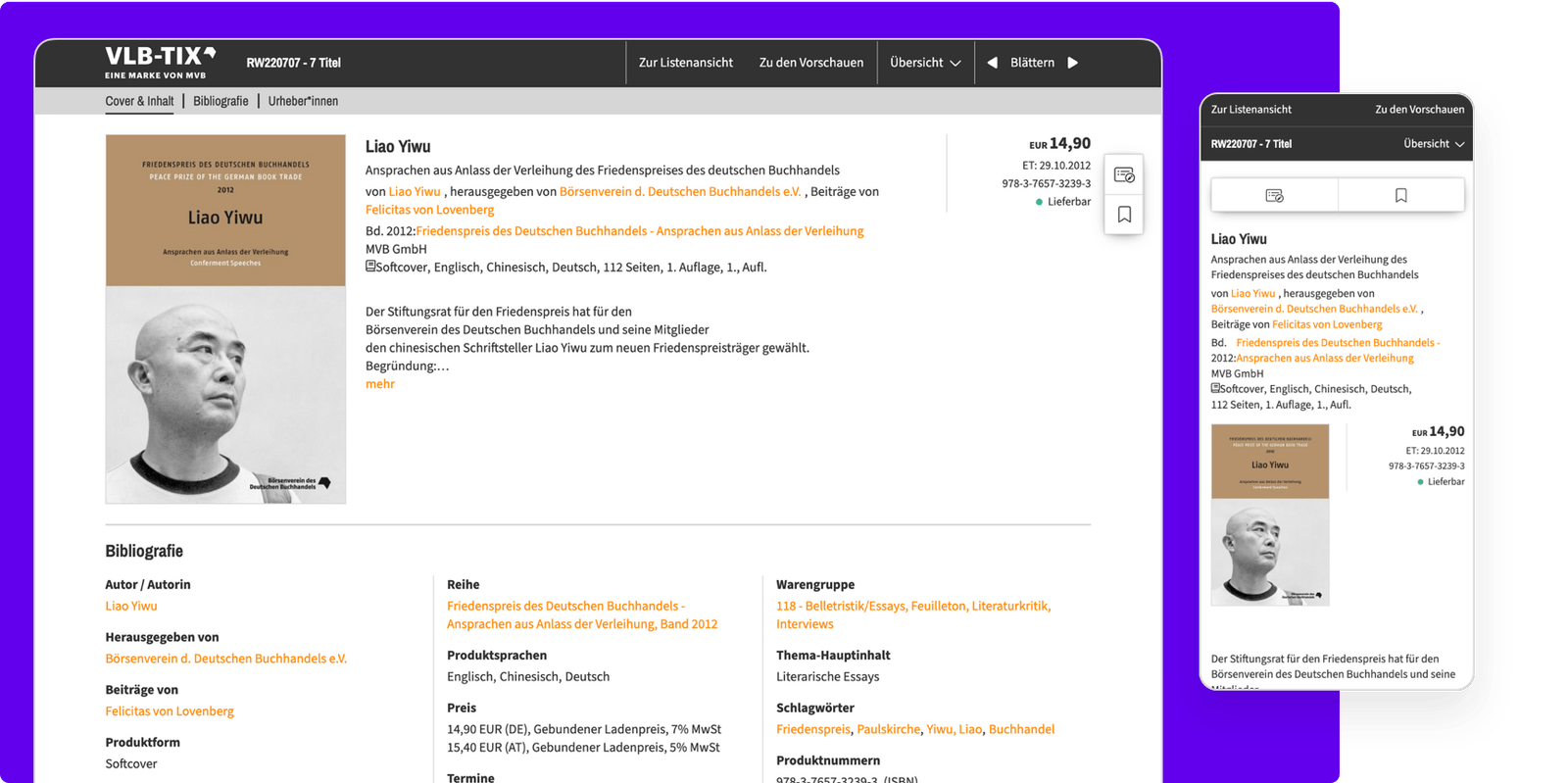 A platform for the german book industry Work Mainmatter