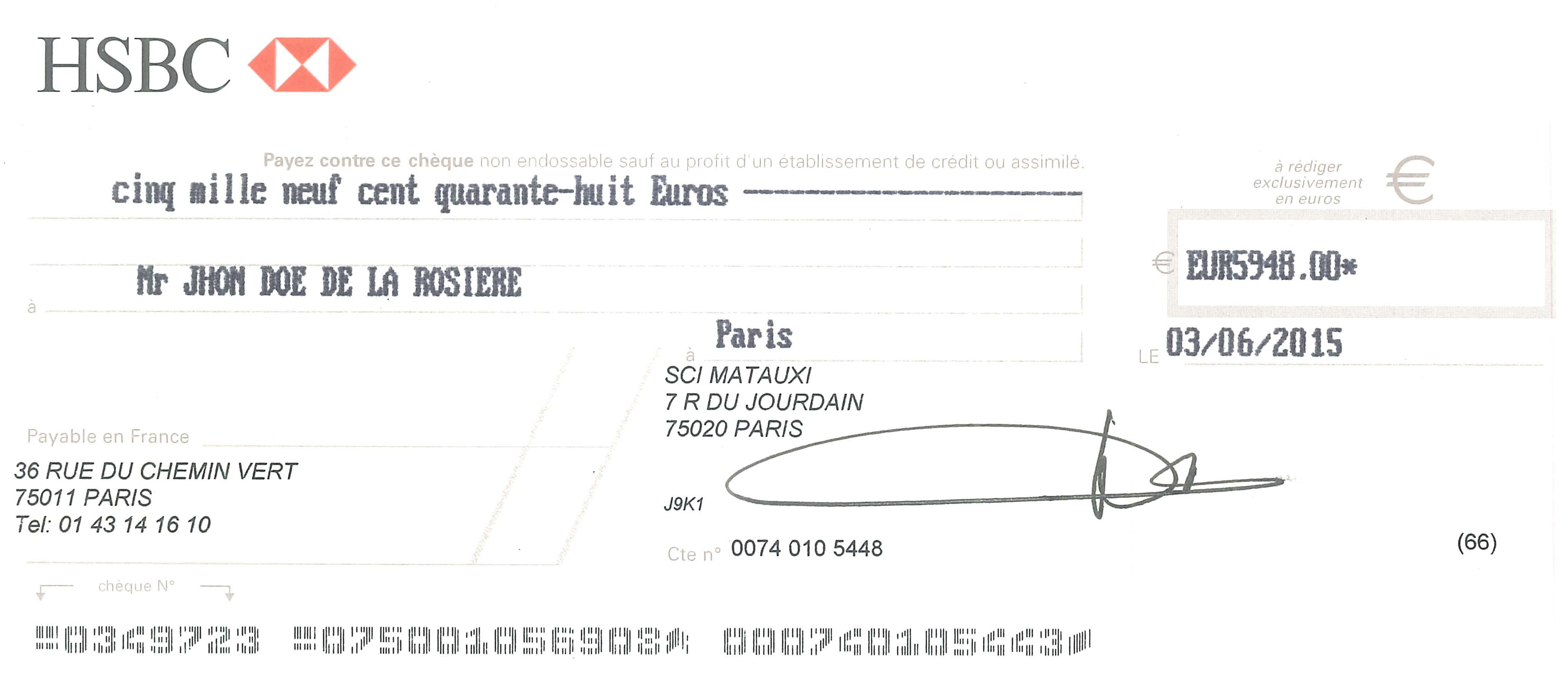 Protecteur de chèque BJ 7070 PARIS