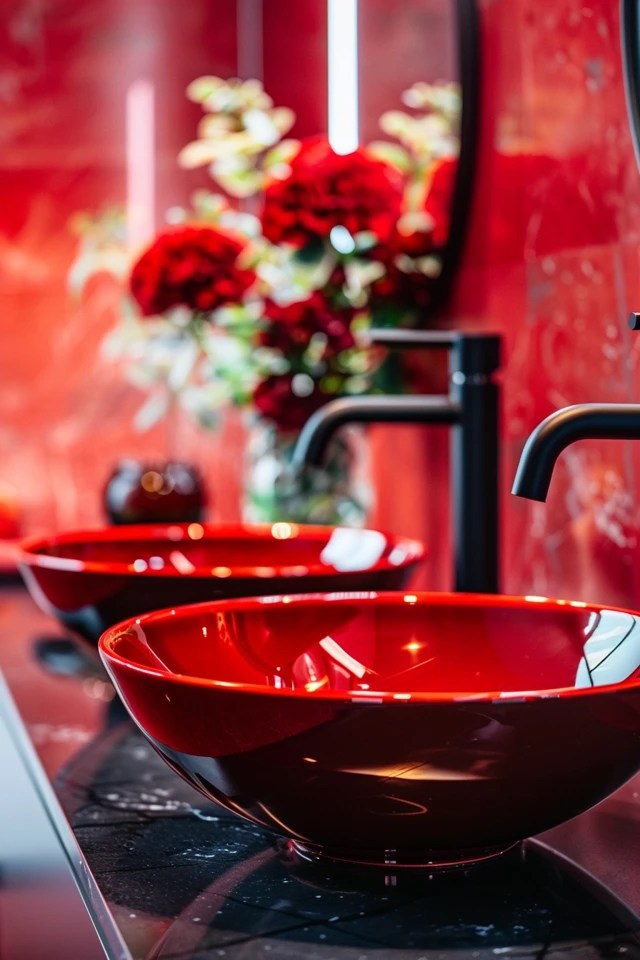 Bold Red and Black Bathroom Designs Unveiled