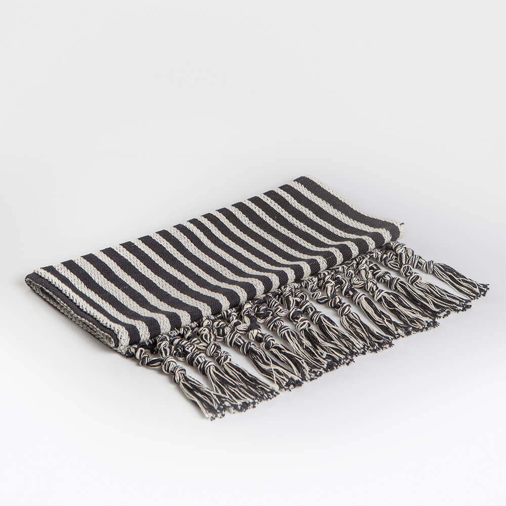 BLACK AND WHITE STRIPED TABLE RUNNER Maison Numen