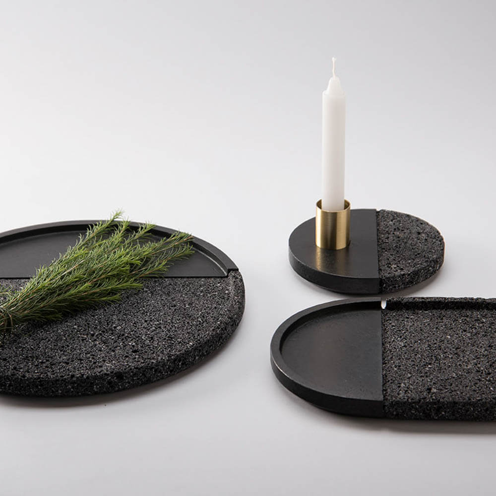 SMALL LAVA ROCK CANDLE HOLDER PLATE Maison Numen