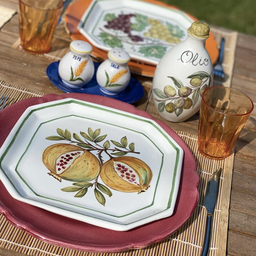 Fruit Harvest Square Fruit Plate Set Shop Italian Heritage