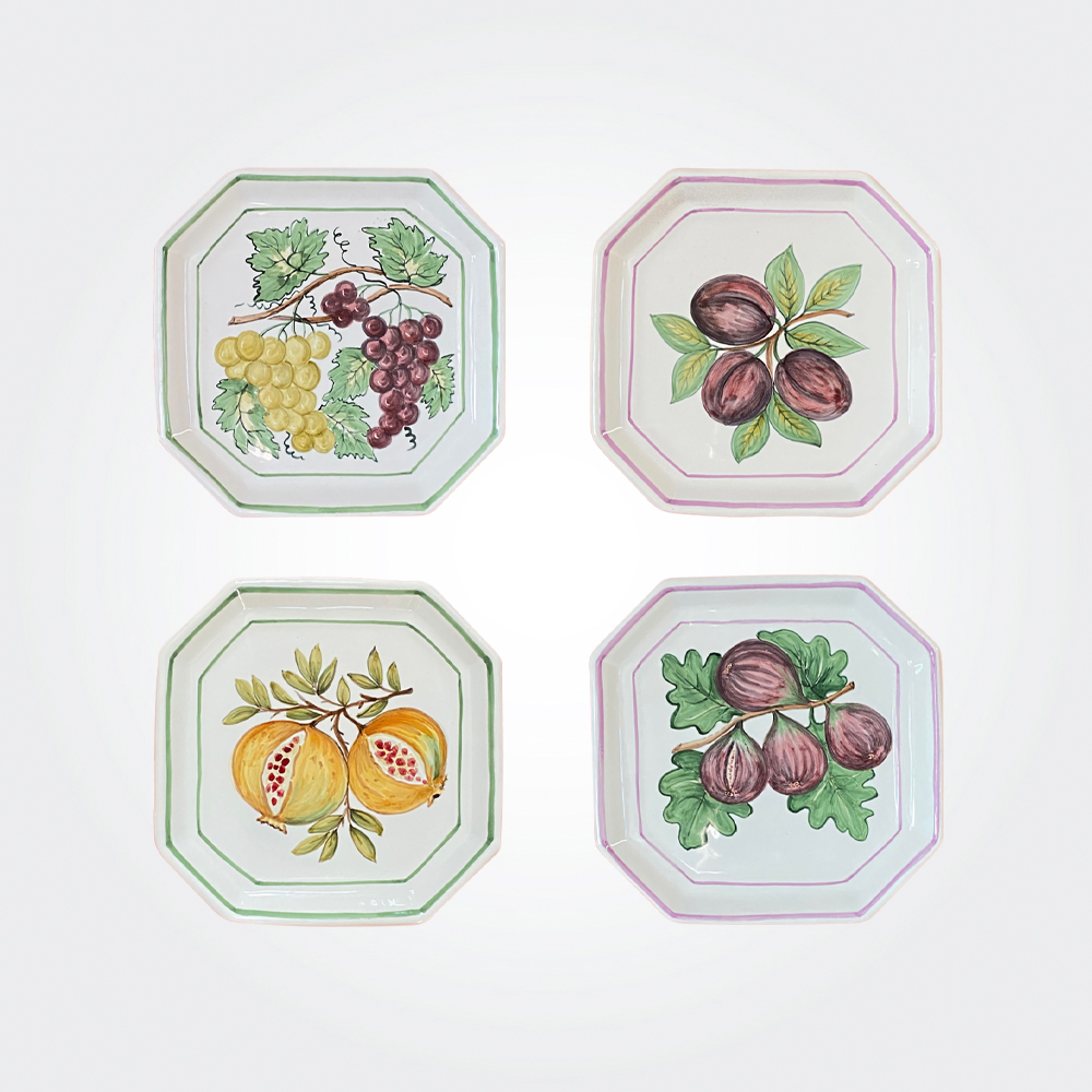 Fruit Harvest Square Fruit Plate Set Shop Italian Heritage