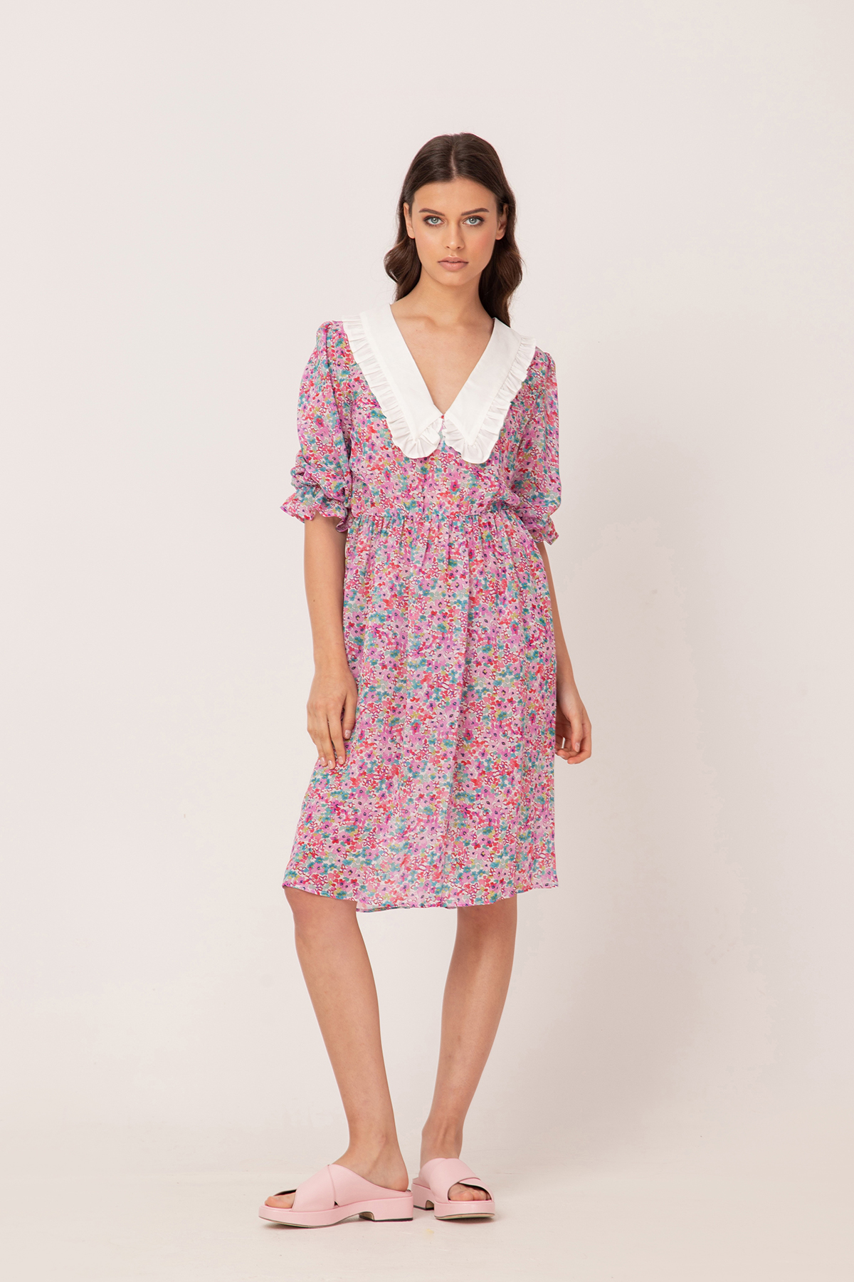 Provence pink collar dress Maison Tina
