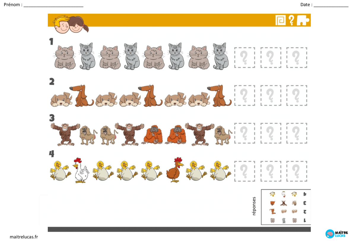 Exercices Compléter les algorithmes, 10 exercices pour CP CE1 CE2