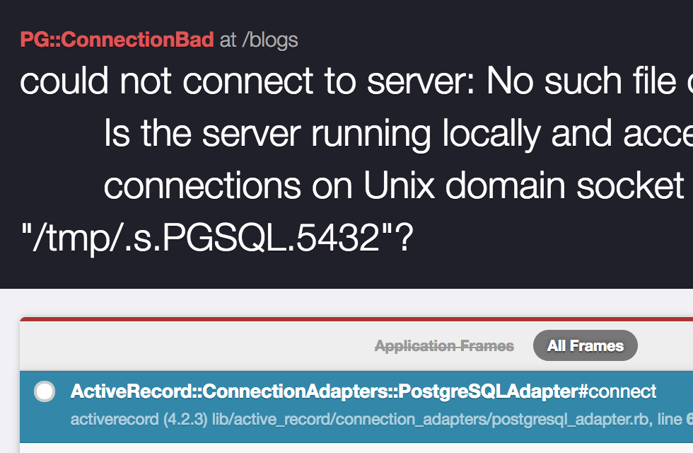 【再起動して解決】connections on Unix domain socket "/tmp/.s.PGSQL.5432"?への対処