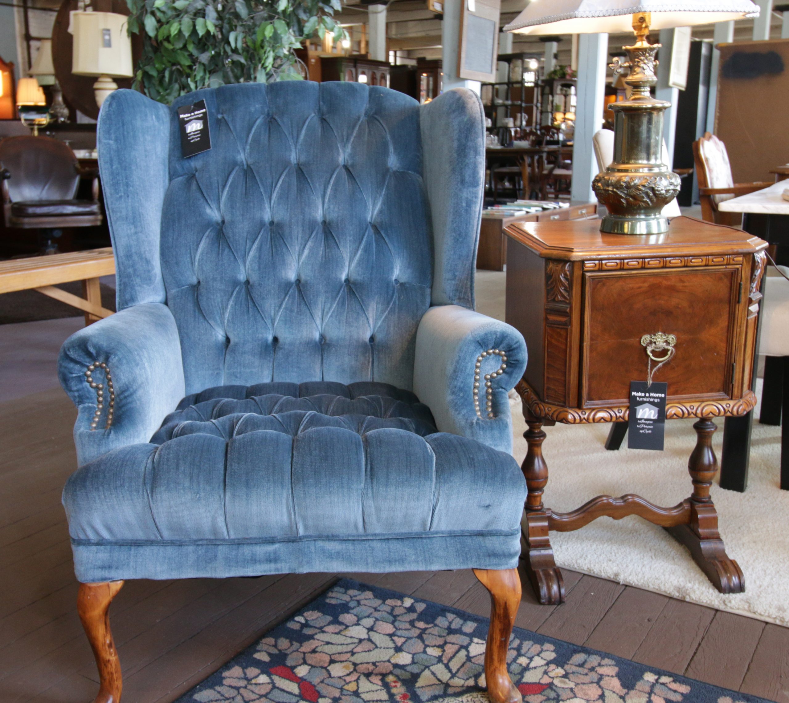 Blue Wing Back Chair Make a Home Furnishings
