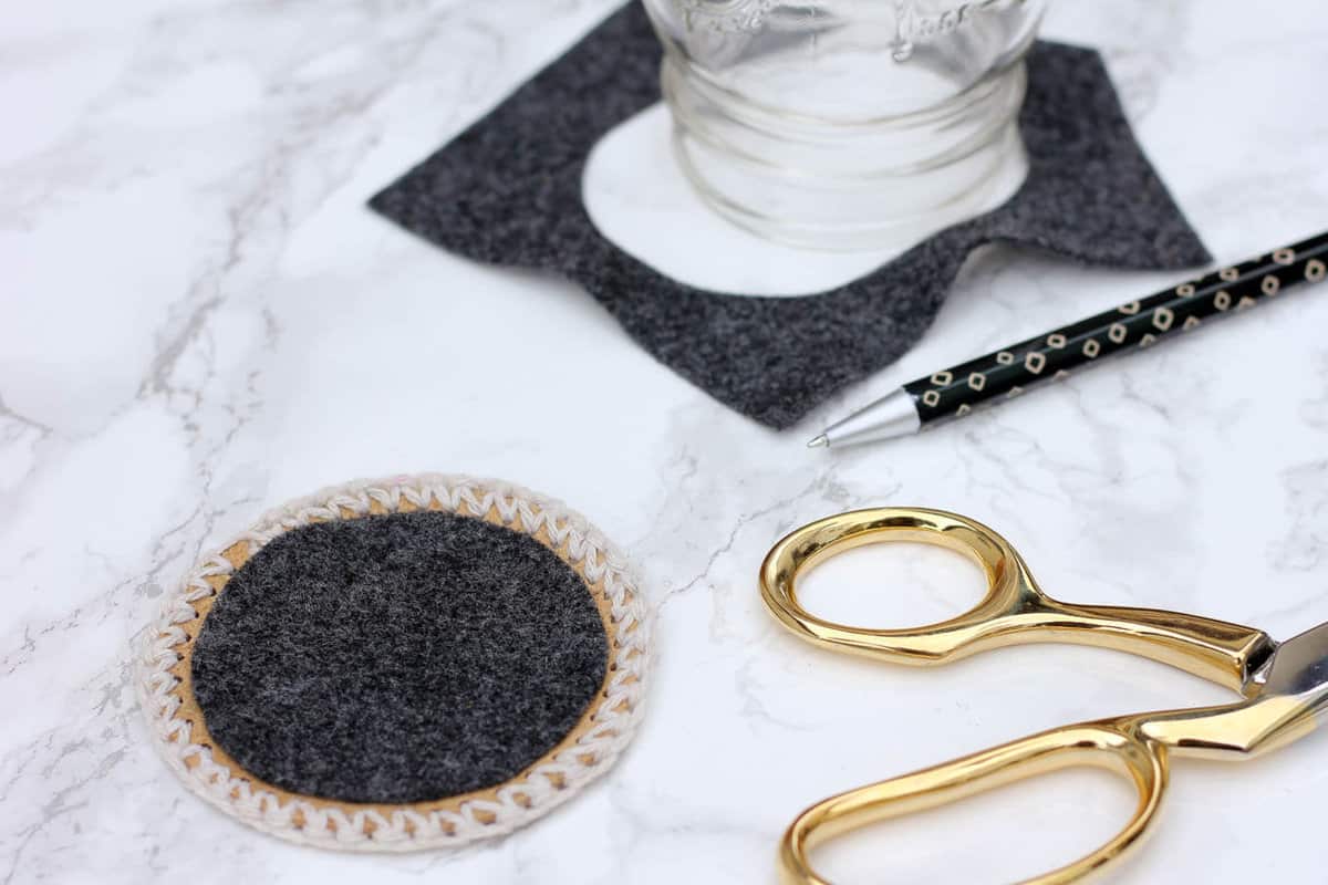 Masculine DIY Leather + Crochet Coasters Free Pattern