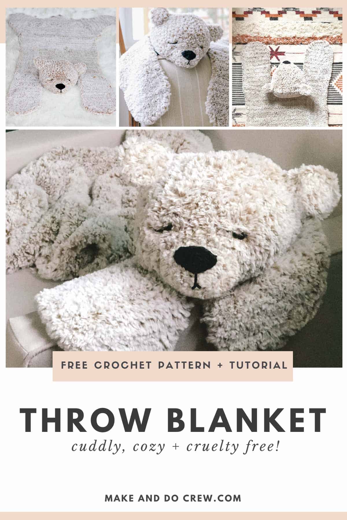 Furry Crochet Bear Blanket Rug Free Pattern » Make & Do Crew