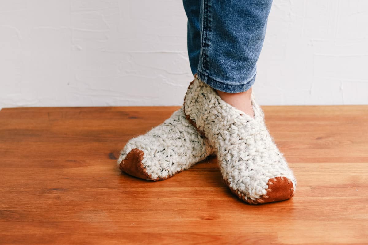 Easy + FAST Crochet Slippers Made From Rectangles » Make & Do Crew