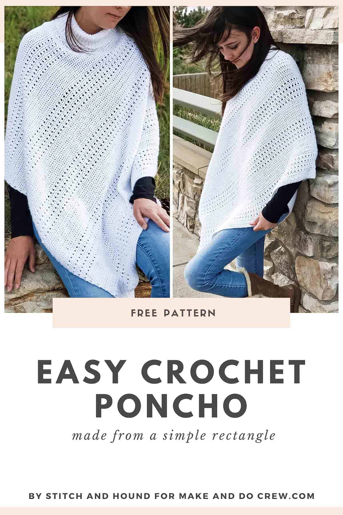 Crochet Rectangle Poncho Free Pattern by Stitch & Hound » Make & Do Crew