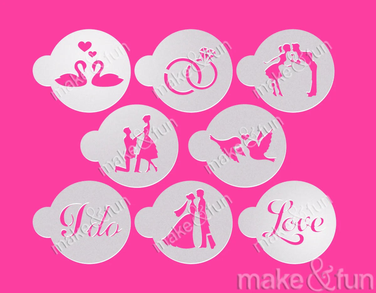 8 pcs Wedding Stencil, Cookie Engagement Stencil8 Stück Hochzeit Scha