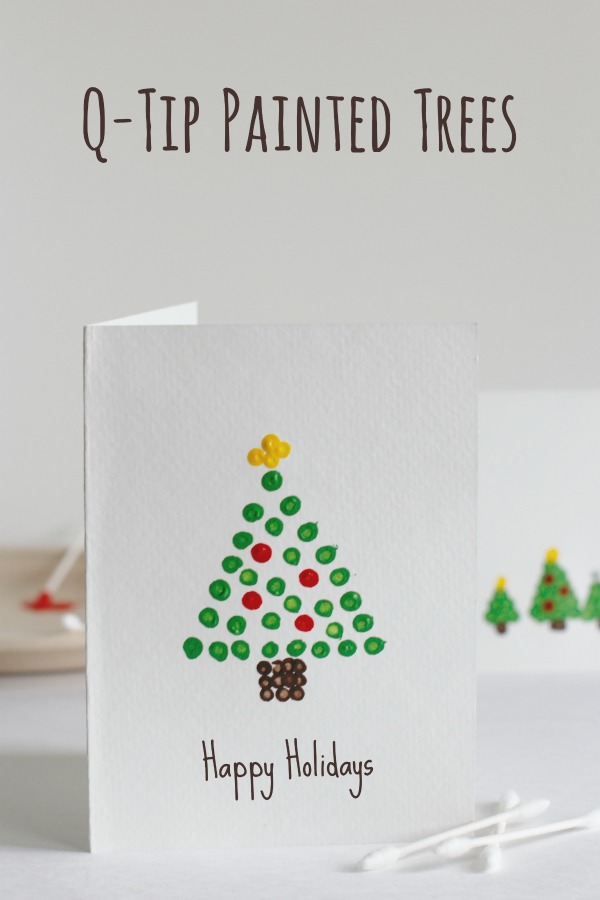 QTip Painted Holiday Trees Make and Takes