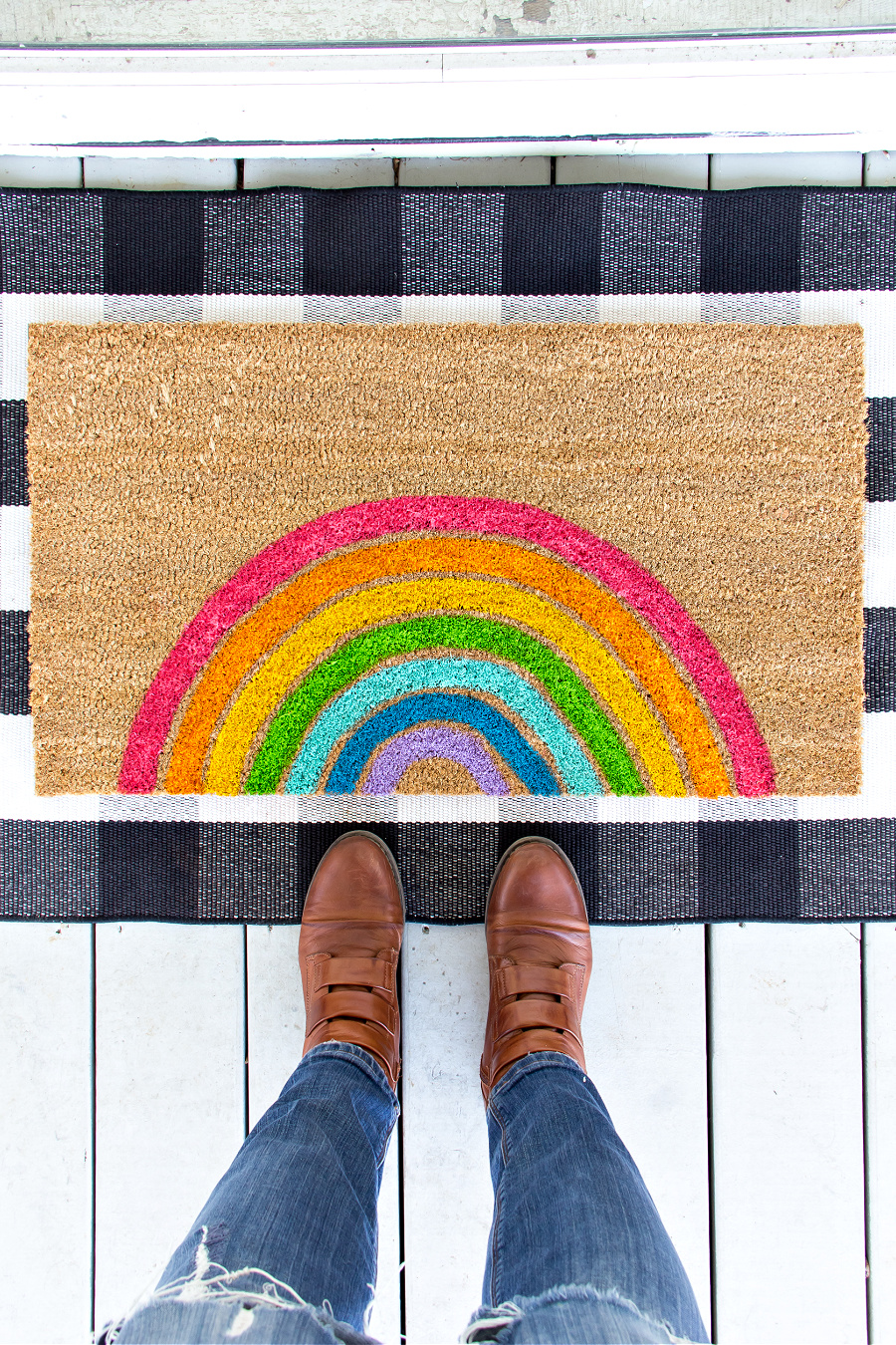 How to Paint a Rainbow Doormat Make and Takes