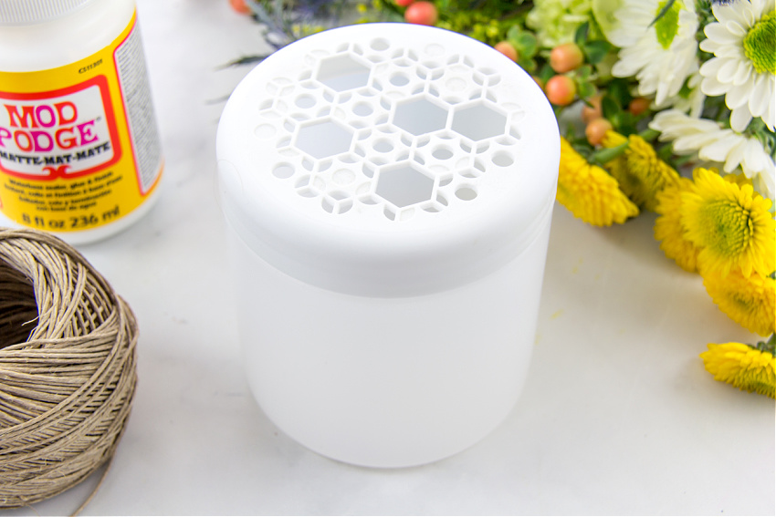 Repurposing Plastic Odor Eliminator Containers for Flowers MAT