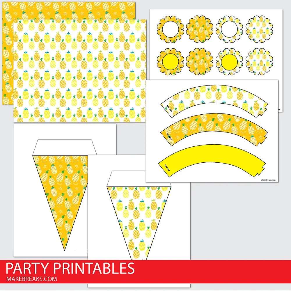 Free Pineapple Party Printables Set 2 Make Breaks