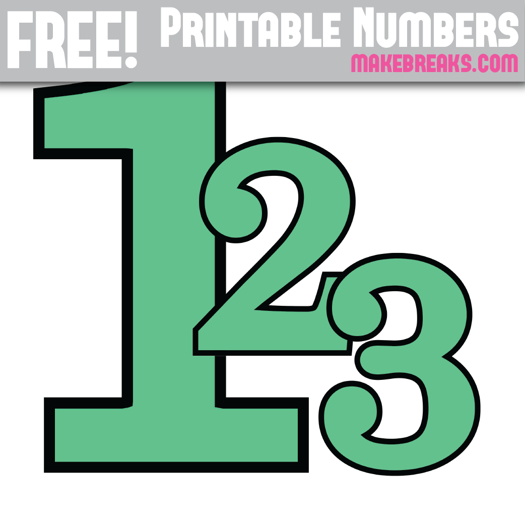 Teal With Black Edge Printable Numbers 0 9 Make Breaks