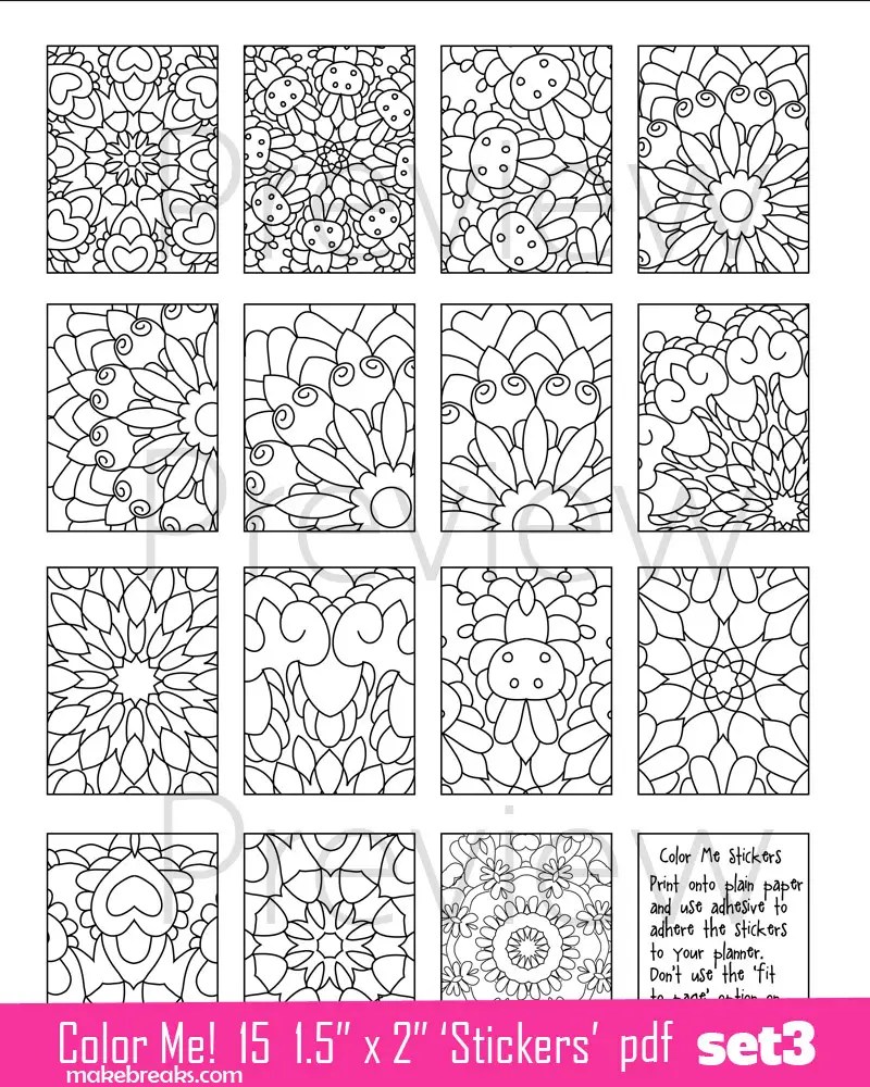 Mandala Art ColorIn Sticker Colorable Sticker Line Art Sticker