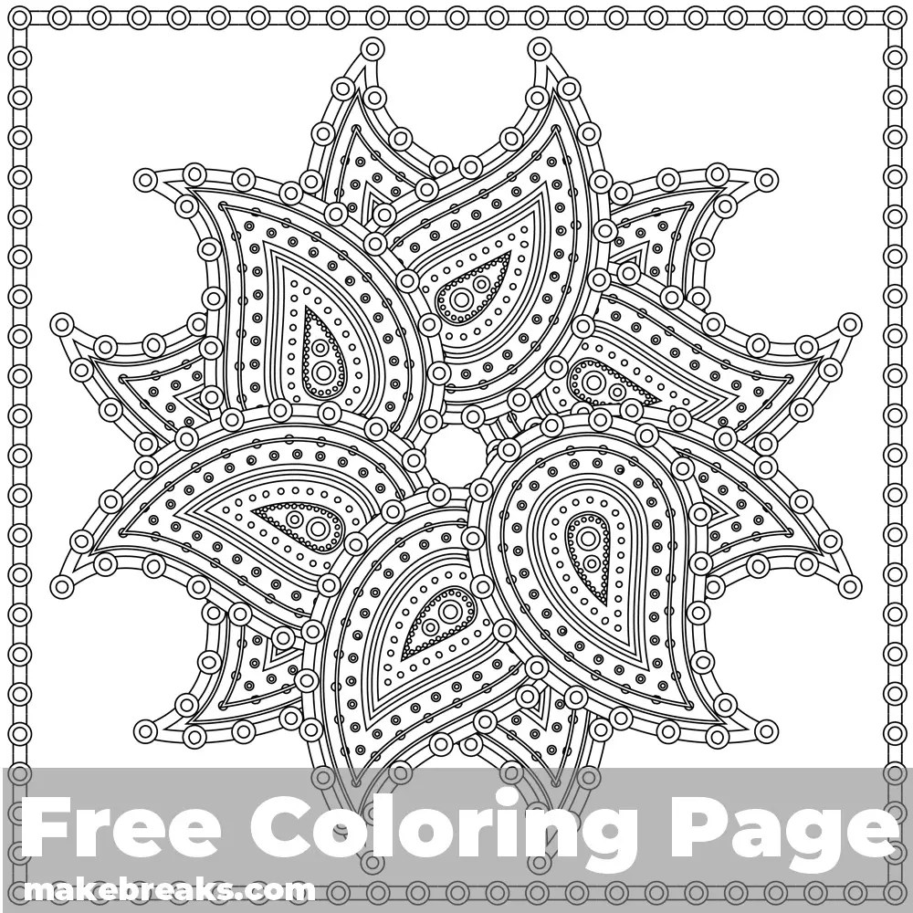 Paisley Mandala Coloring Page Make Breaks