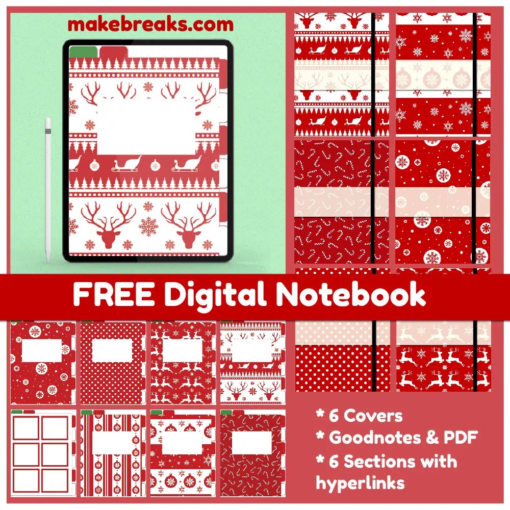 Christmas Free Digital Notebook for Goodnotes & Other PDF