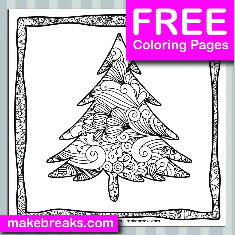 Free Christmas Tree (06) Coloring Page - Make Breaks