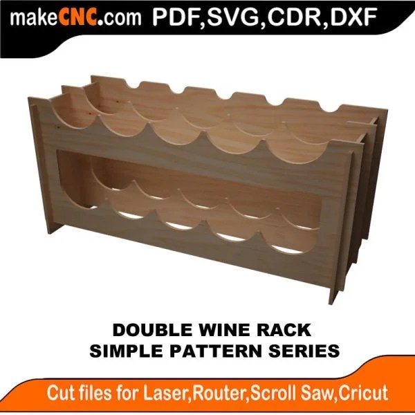 Double Wine Rack 3D Puzzle, Laser Cut, Scroll Saw, CNC Router