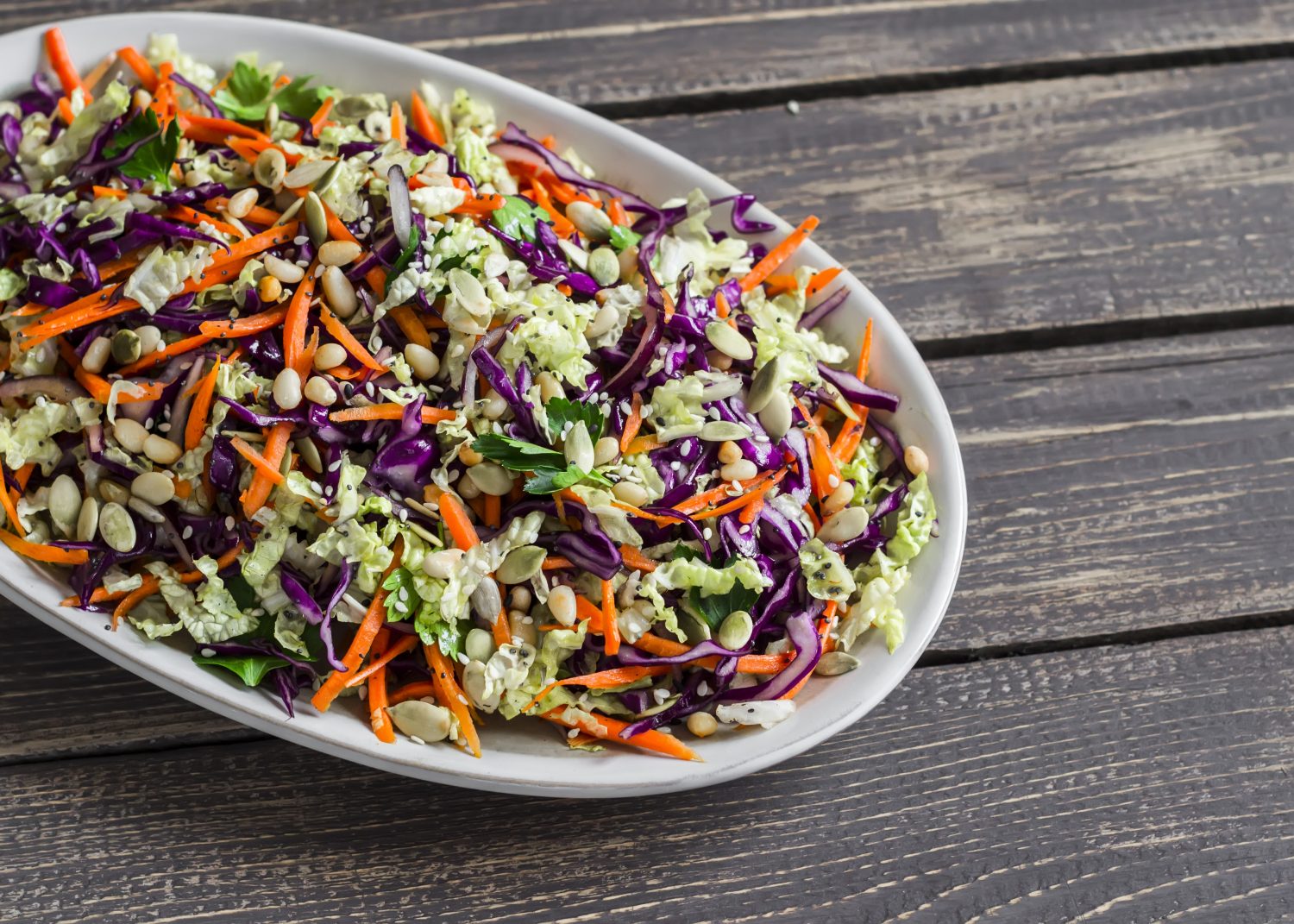 Crunchy Cabbage, Carrot and Kale Salad Make Everything Fun