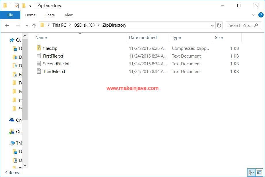 Create compress /zip file in java (ZipOutputStream class /example)