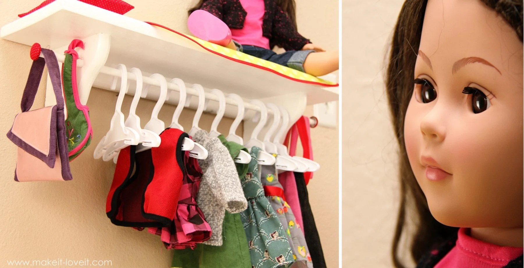 Turn a shelf into a Doll Bed with Clothing Storage (for 18 inch dolls