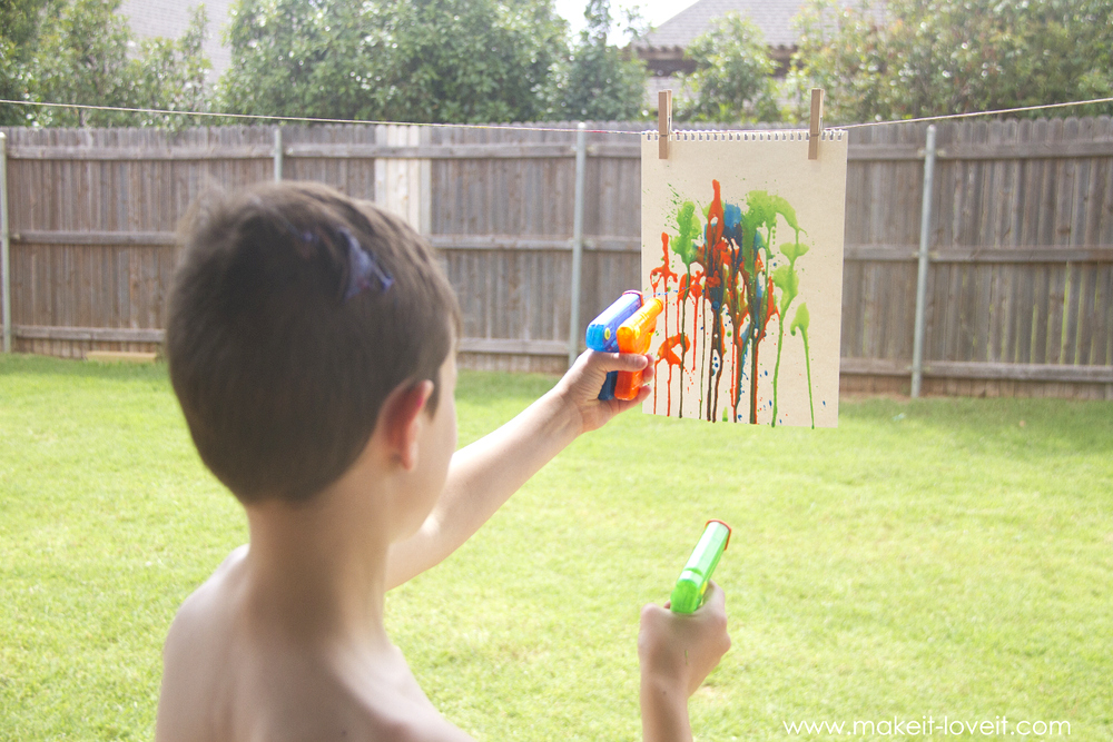 Squirt Gun Watercolor Painting....a fun summer project!! Make It