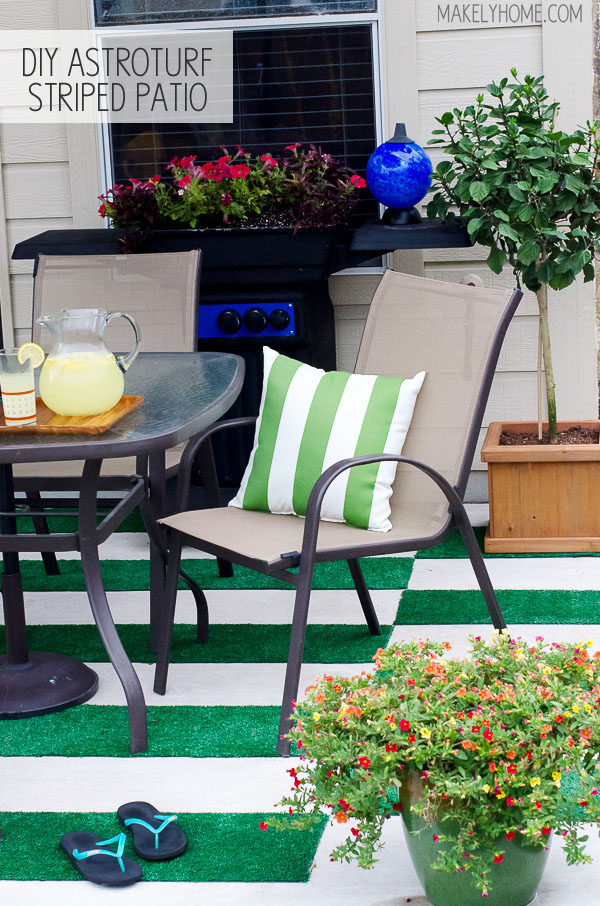 DIY Astroturf Grass Striped Patio Rug Makely