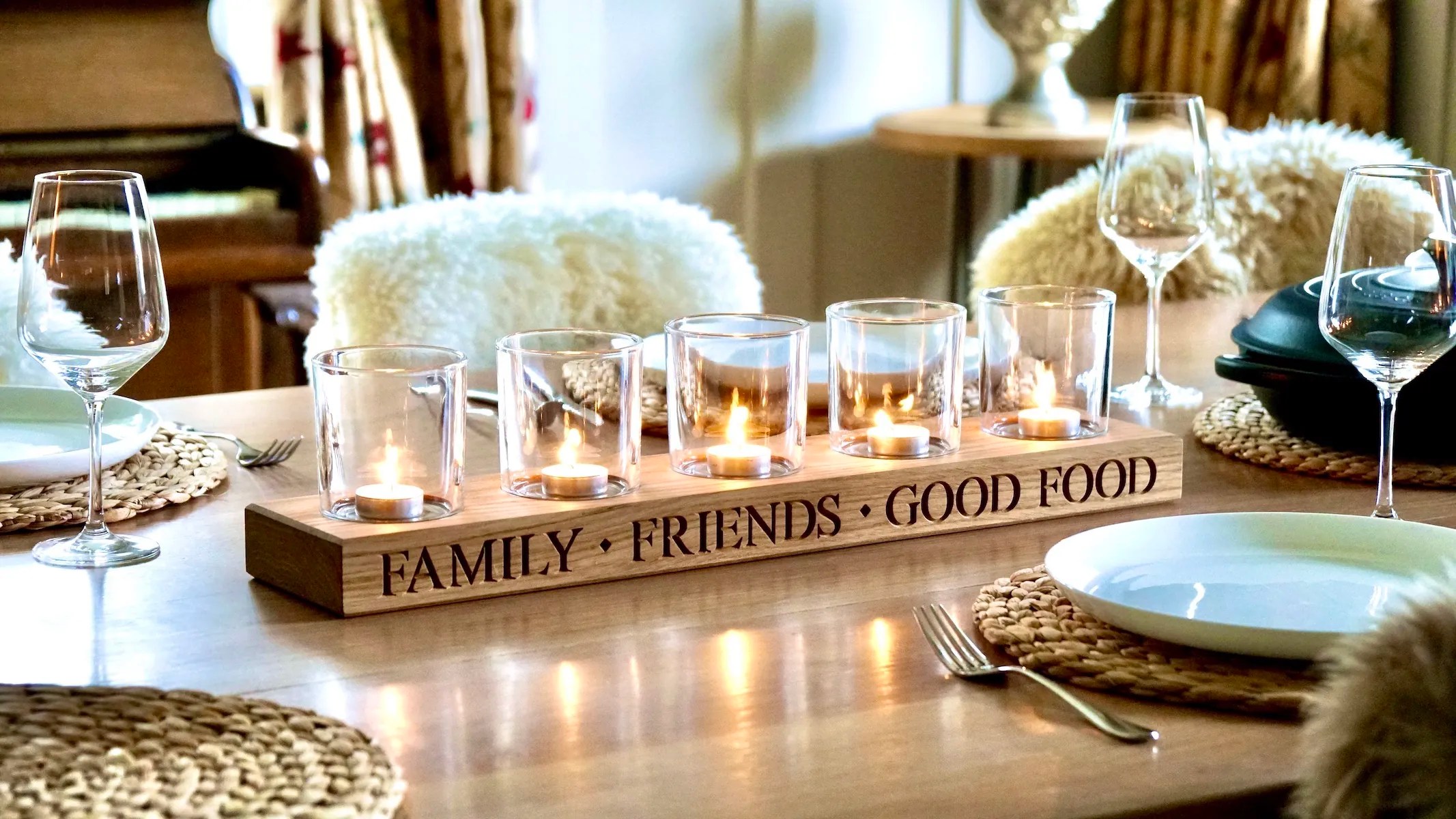 Personalised Wooden Candle Table Centrepiece