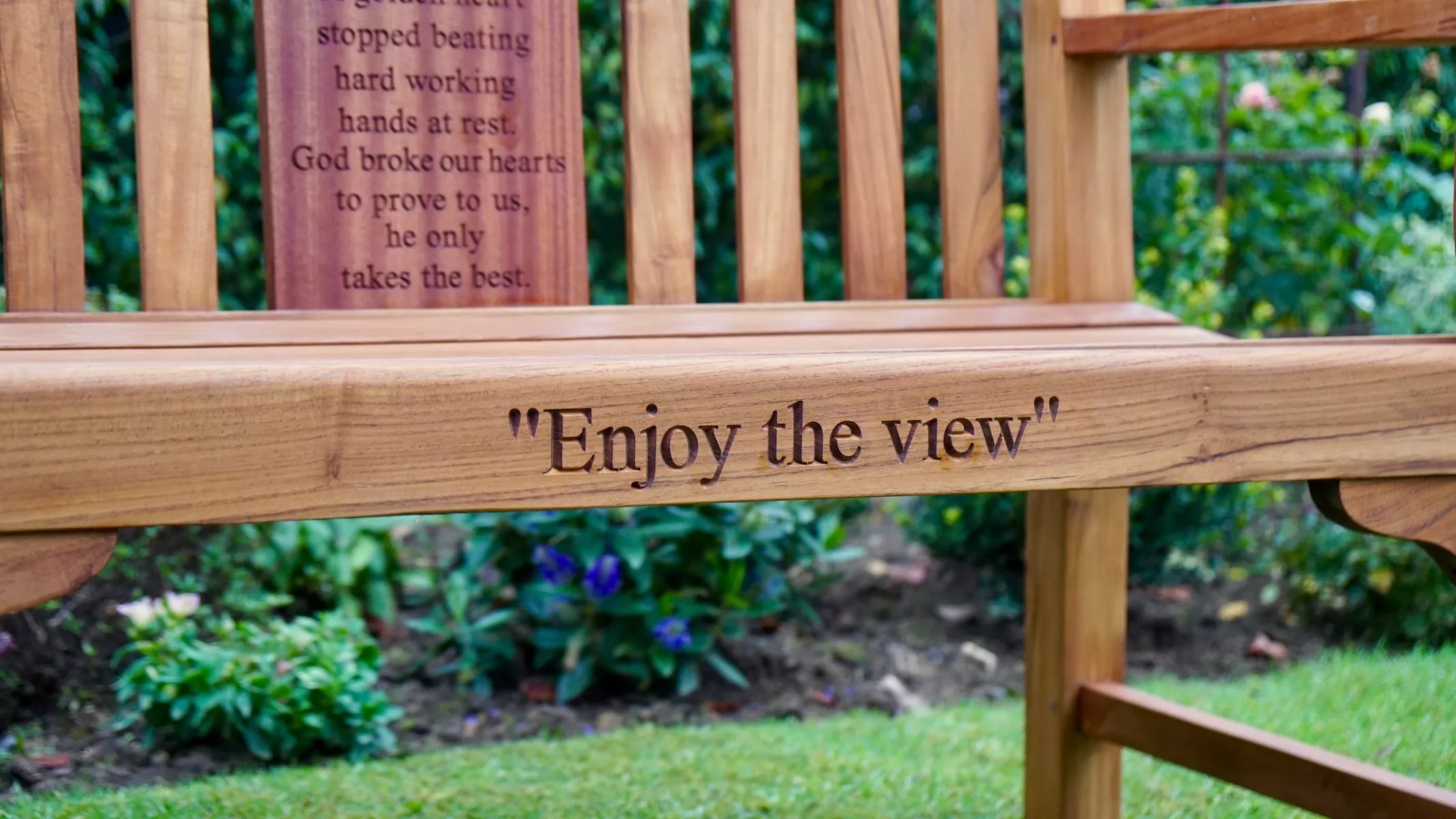 Engraved Wooden Memorial Garden Bench MakeMeSomethingSpecial